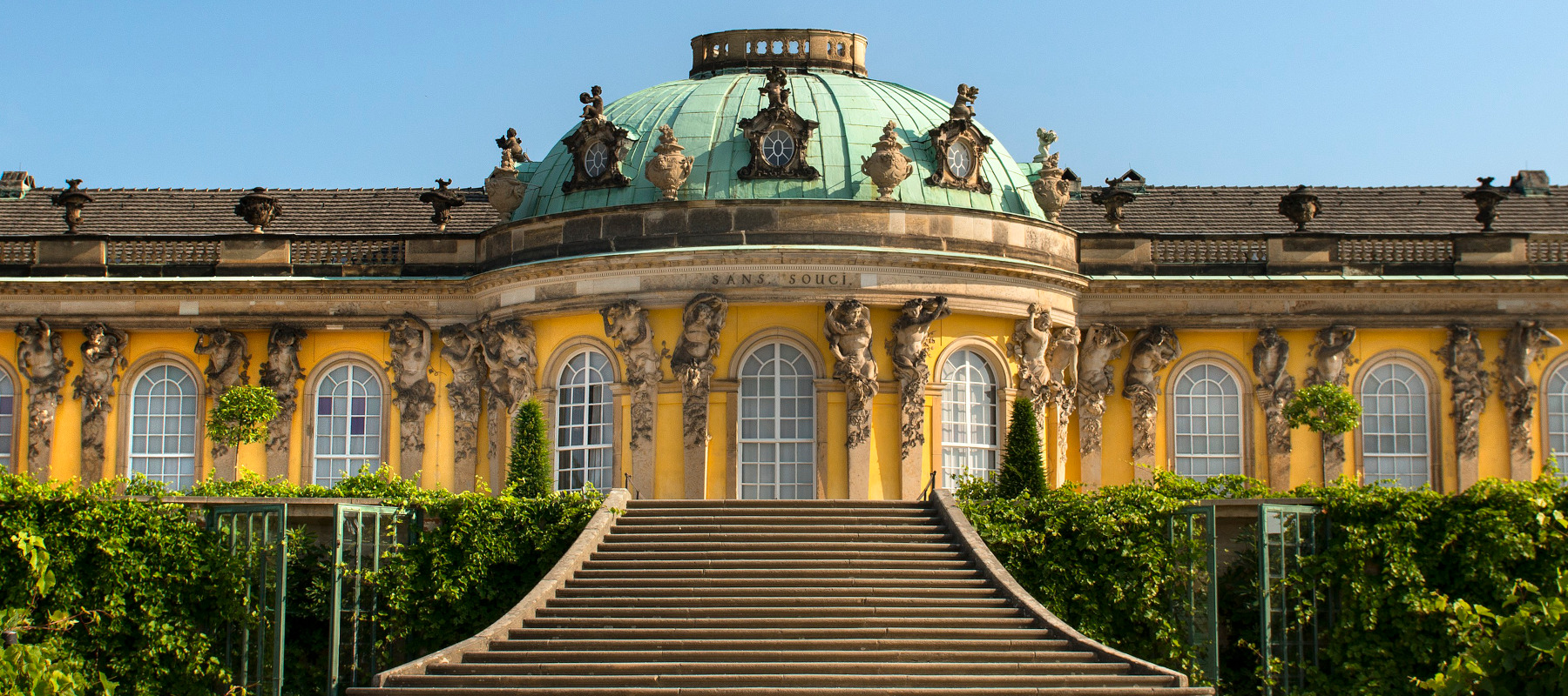 Frontansicht des Schloss Sanssouci in Potsdam